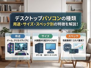 デスクトップパソコンの種類 | デスクトップパソコンの用途・サイズ・スペック別の特徴を解説！