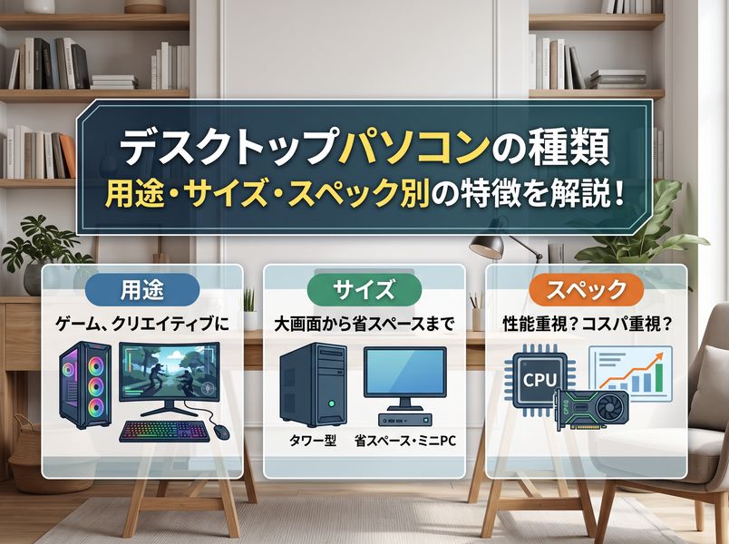 デスクトップパソコンの種類 | デスクトップパソコンの用途・サイズ・スペック別の特徴を解説！