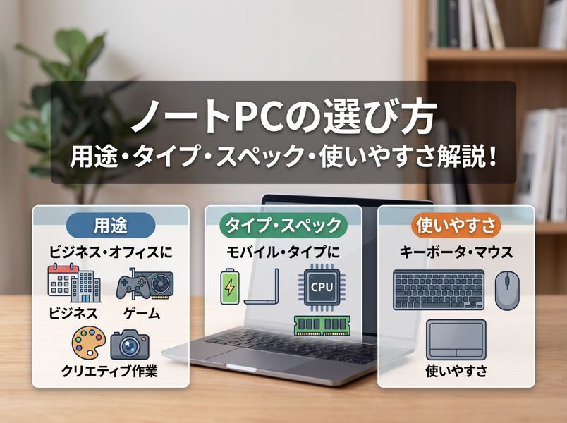 ノートPCの選び方 | ノートPCの用途・タイプ・スペック・使いやすさ解説！