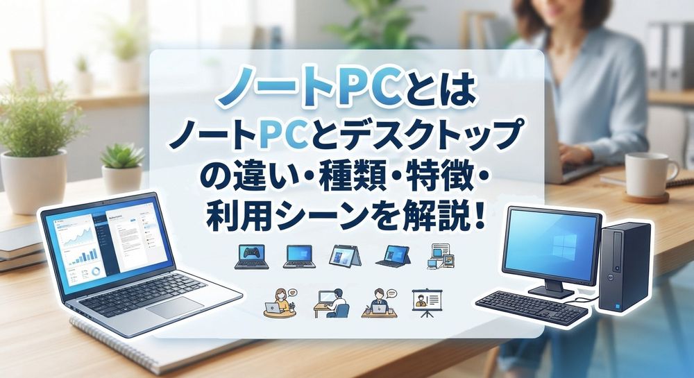 ノートPCとは | ノートPCとデスクトップの違い・種類・特徴・利用シーンを解説！