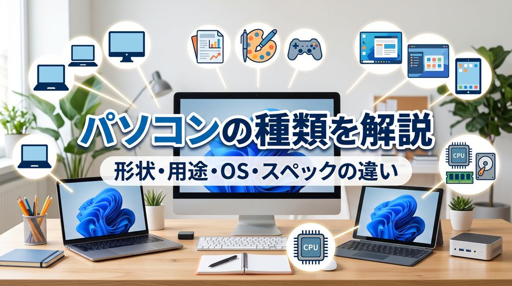 パソコンの種類を解説 | パソコンの形状・用途・OS・スペックの違い！